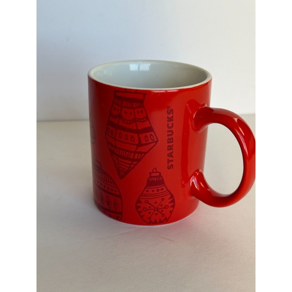 Starbucks 2015 Christmas Holiday Coffee Cup Mug Red Ornaments 12 Ounce